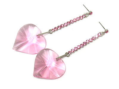 Acrylic heart and crystal earring