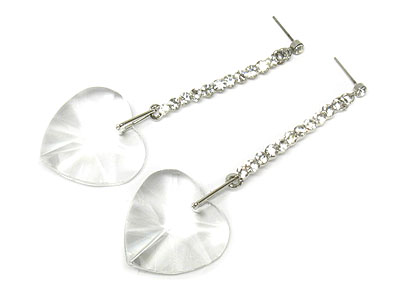 Acrylic heart and crystal earring