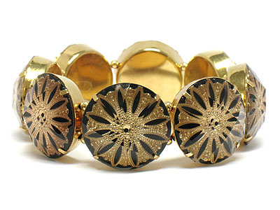 Metal casting deco and acryl covered double stretch bracelet