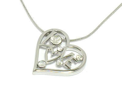 Crystal heart and love necklace