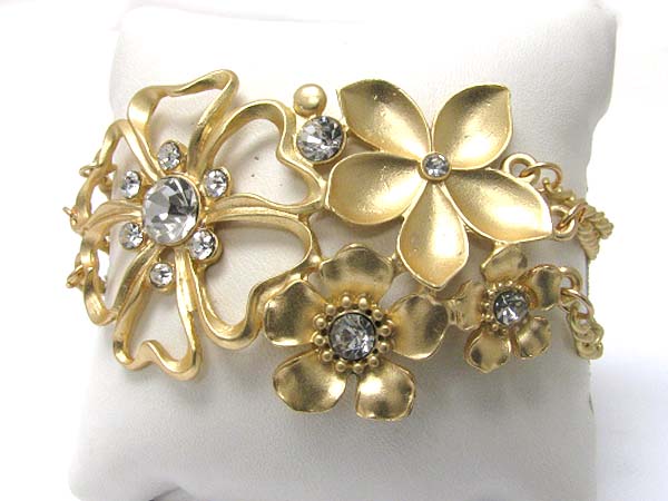 Multi crystal and metal flower mix bracelet