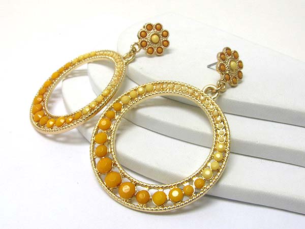 Multi acrylic stone deco hoop earrings - hoops