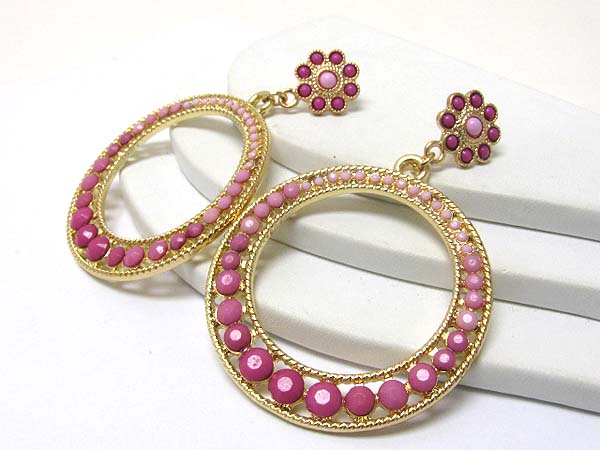 Multi acrylic stone deco hoop earrings - hoops