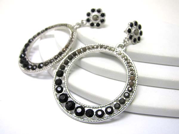 Multi acrylic stone deco hoop earrings - hoops