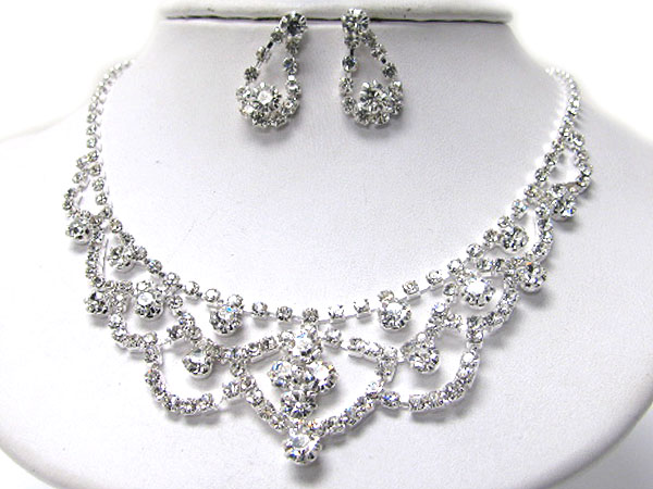 Prom party rhinestone necklace earring set