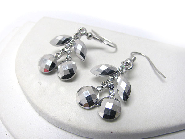 Crystal stud metal facet cherry earrings