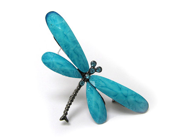 Crystal and acrylic deco dragonfly pin or brooch