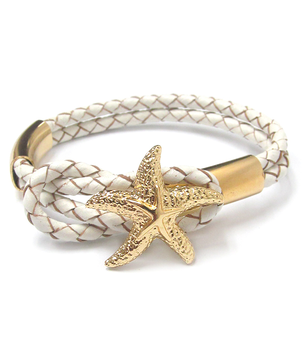 Braided leatherette starfish bracelet