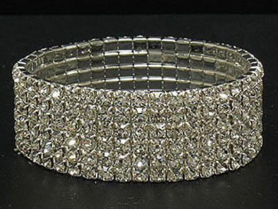 6 row rhinestone stretch bracelet