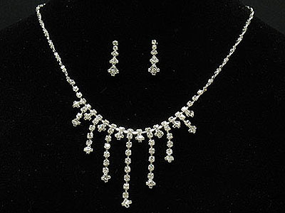 Rhinestone multi dangle necklace and earring set