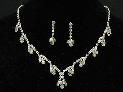 Rhinestone simple style necklace and earring set