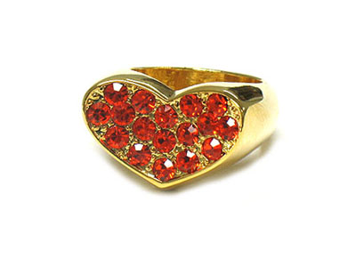 Crystal dense heart shape ring