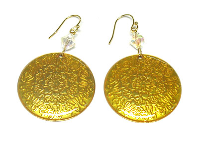 Disk casting dangle earring with acrylic bead