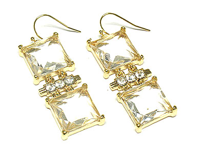 Double square facet cut cocktail and crystal earring