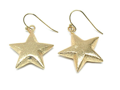 Gold color solid star drop earring