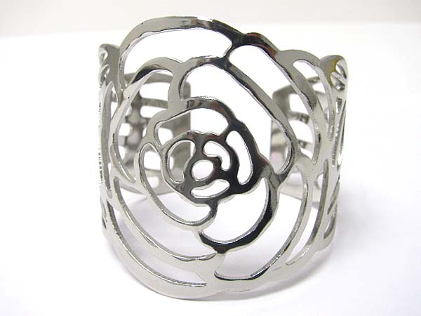 Flower shape cut out metal cuff bangle