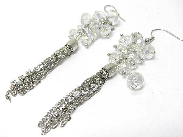 Glass beads and tassel drop earring