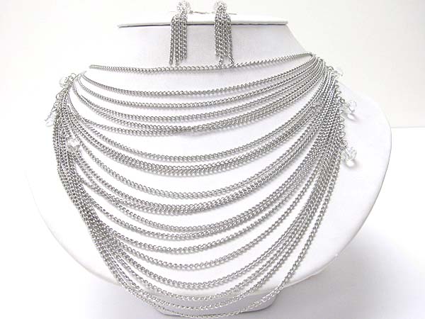 Multi row chain necklace set