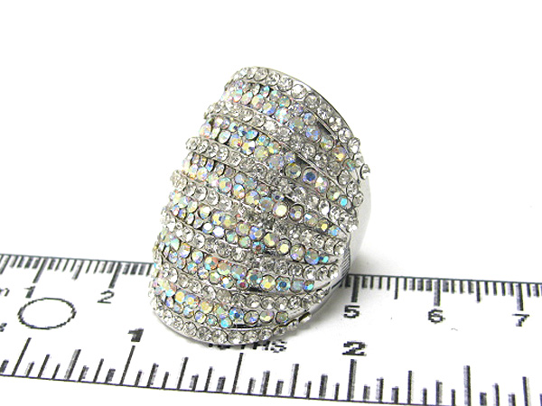 Multi line crystal large oval ring