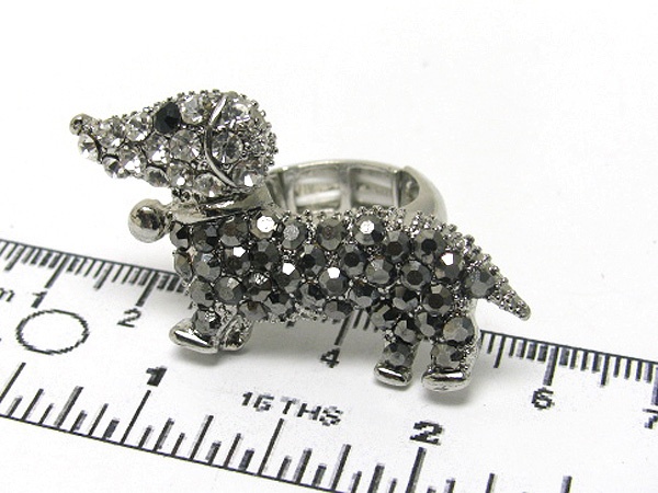 Multi crystal metal hot dog stretch ring