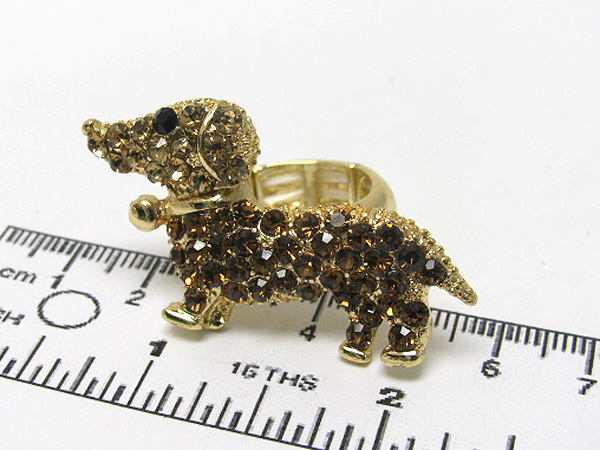 Multi crystal metal hot dog stretch ring