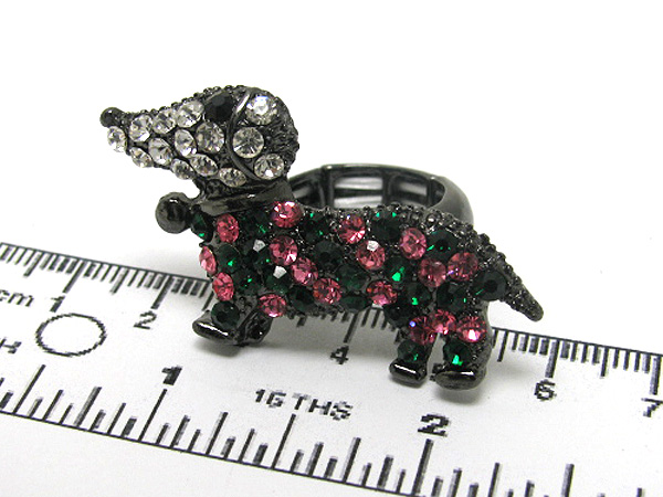 Multi crystal metal hot dog stretch ring