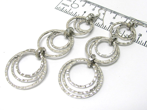 Crystal multi round metal disk links drop earring