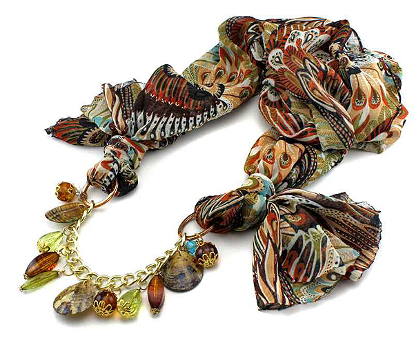 Natural stone scarf necklace - 100% polyester 