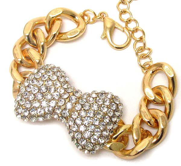 Crystal bow thick chain bracelet