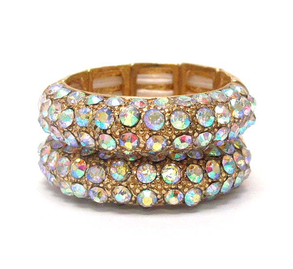 Crystal stud stackable stretch ring set of 2