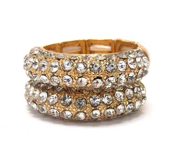 Crystal stud stackable stretch ring set of 2