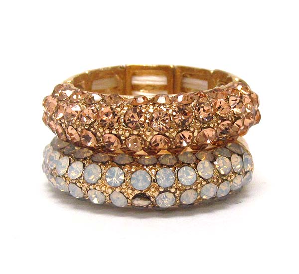 Crystal stud stackable stretch ring set of 2