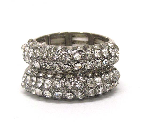 Crystal stud stackable stretch ring set of 2