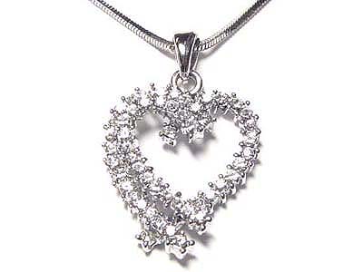 Made in korea whitegold plating crystal heart necklace - made in korea