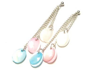 925 sterling silver multi dyed shell dangle earring