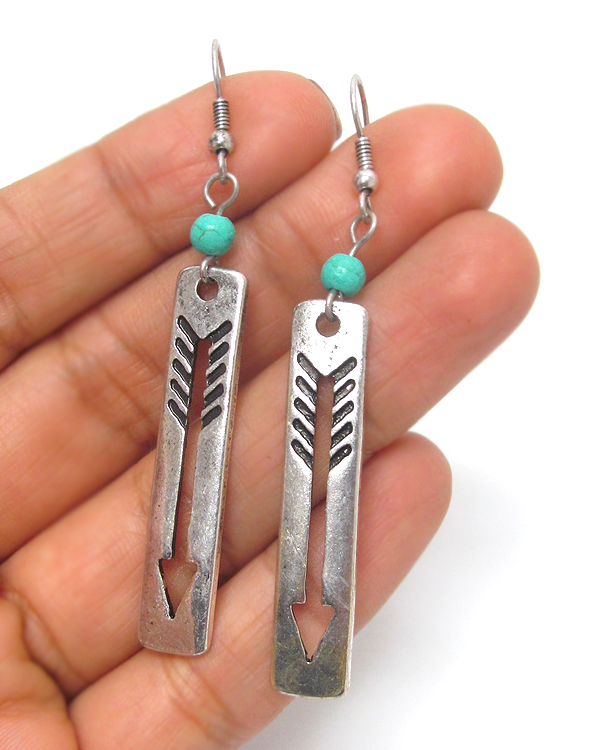 Arrow cutout and turquoise earrings