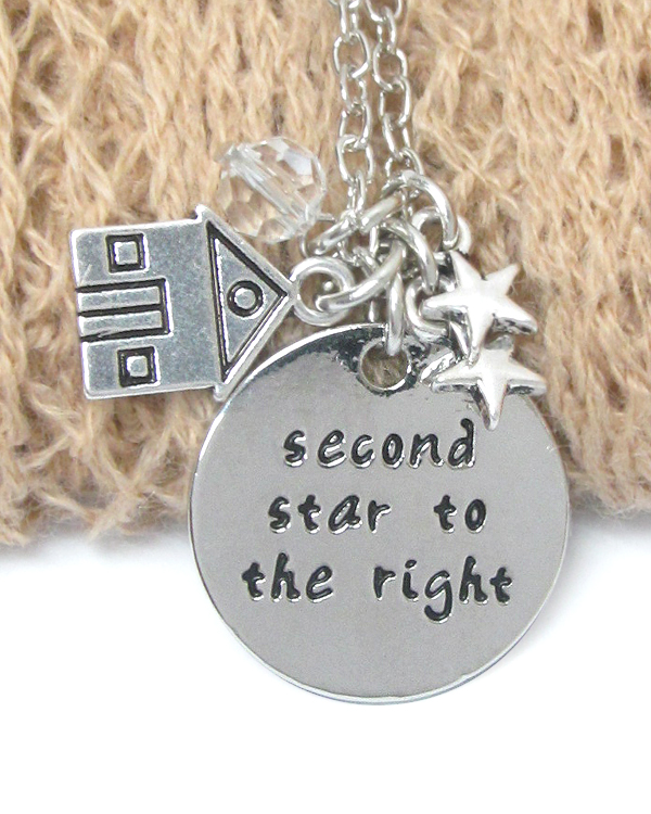 Movie inspiration message pendant necklace - second star to the right