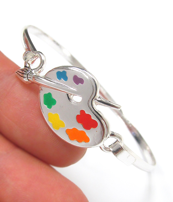 School theme bangle bracelet - palette and brush