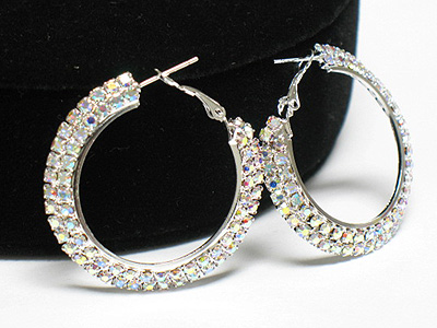 Dual line crystal hoop earring - hoops