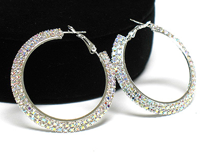 Dual line crystal hoop earring - hoops