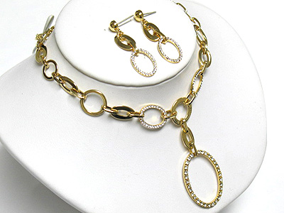 Crystal deco chain link y drop type necklace