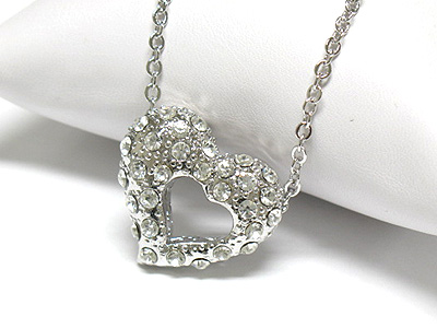 Made in korea whitegold plating crystal bubble heart pendant necklace