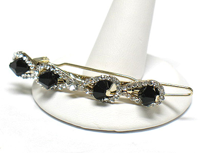 Crystal and facet glass hair pin