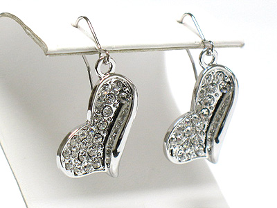 Made in korea whitegold platingb crystal heart earring