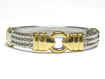 Two tone metal cable pattern hingr bangle