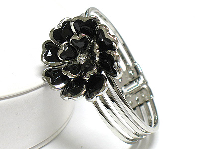 Flower deco metal hinge bangle