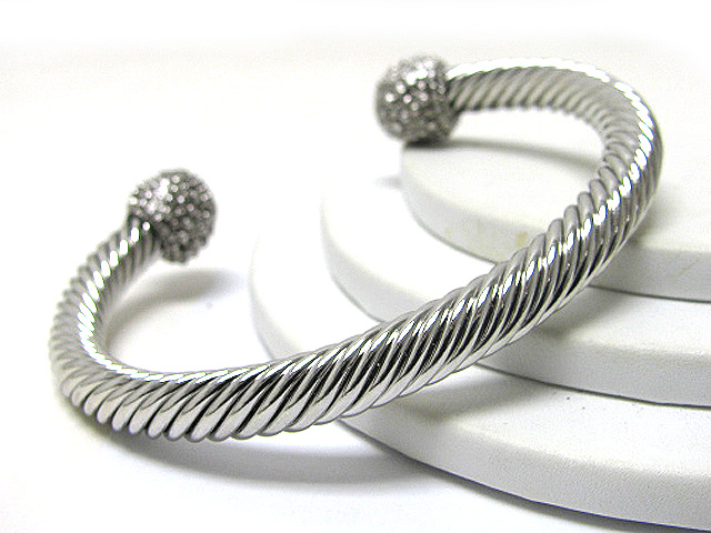 Metal stud ball edge cable cuff bangle