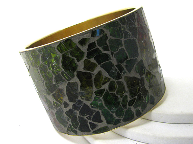 Glass mosaic metal bangle