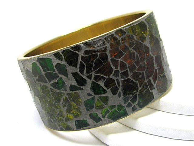 Glass mosaic metal bangle