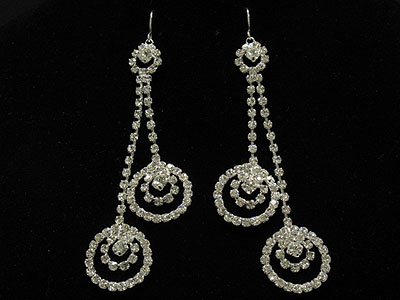 Rhinestone boutique style dual circle dangles earring